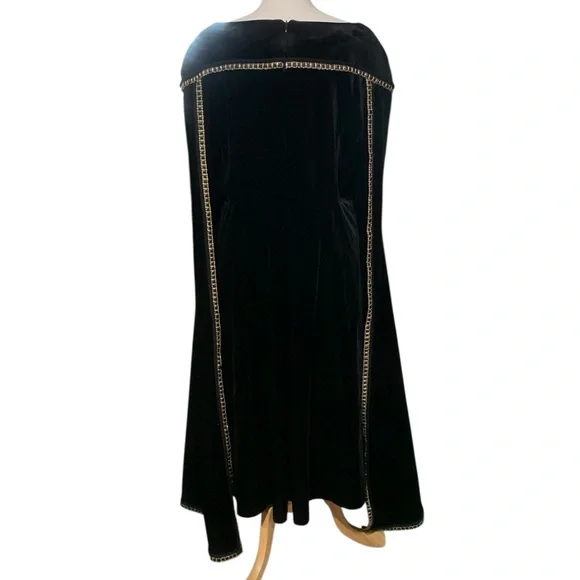 Vintage 90’s Donna Vina Couture black velvet boatneck midi dress size 16 - Picture 6 of 9
